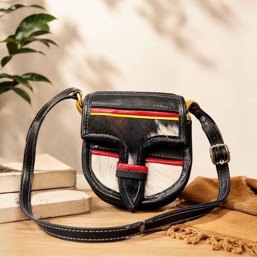 Tex Tan Cowhide Hair On Leather Mini Shoulder Bag Western Style